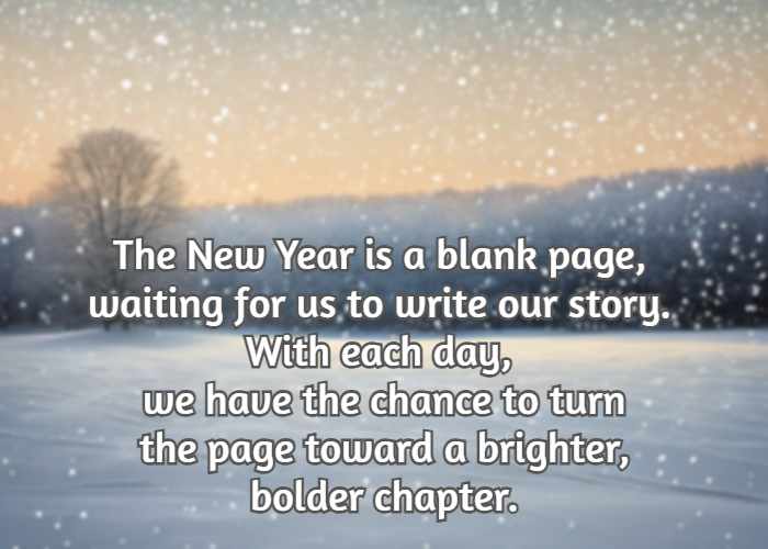 The New Year is a blank page, waiting for us to write our story. With each day, we have the chance to turn the page toward a brighter, bolder chapter.