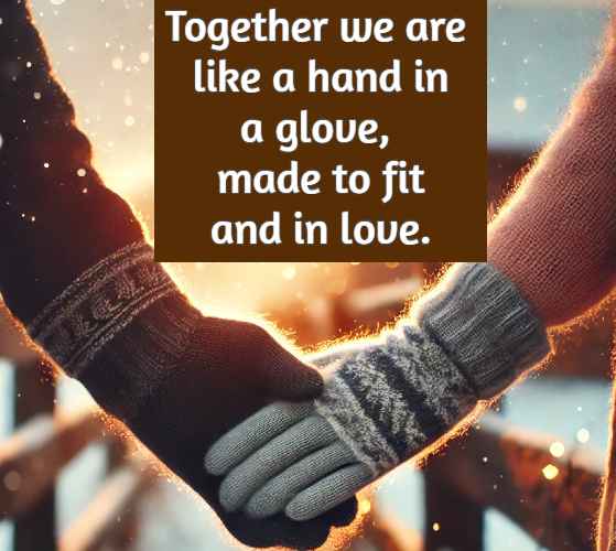 Together we are like a hand in a glove, made to fit and in love