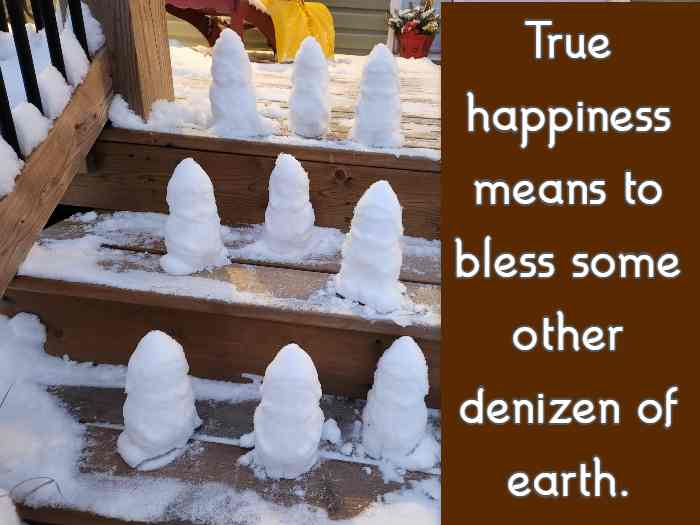 True happiness means to bless some other denizen of earth.