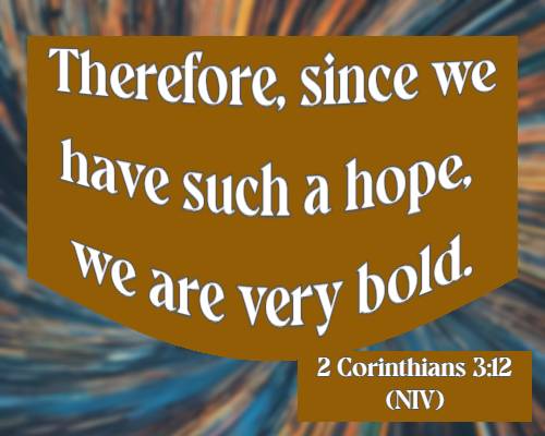 Therefore, since we have such a hope, we are very bold. 2 Corinthians 3:12