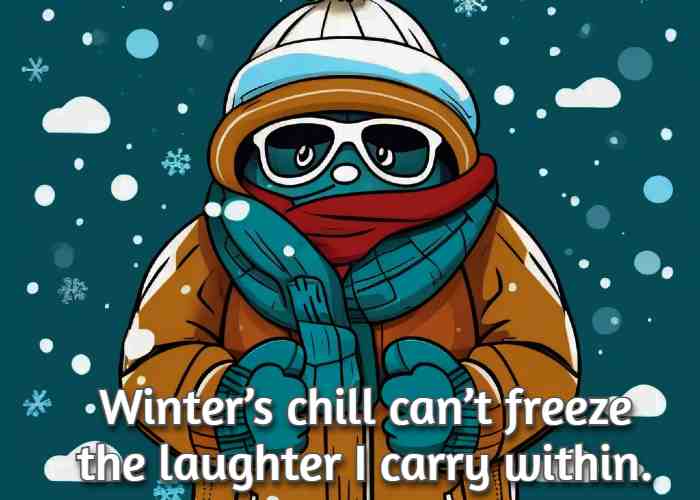 Winter’s chill can’t freeze the laughter I carry within.