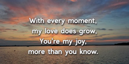 With every moment, my love does grow, You’re my joy, more than you know.