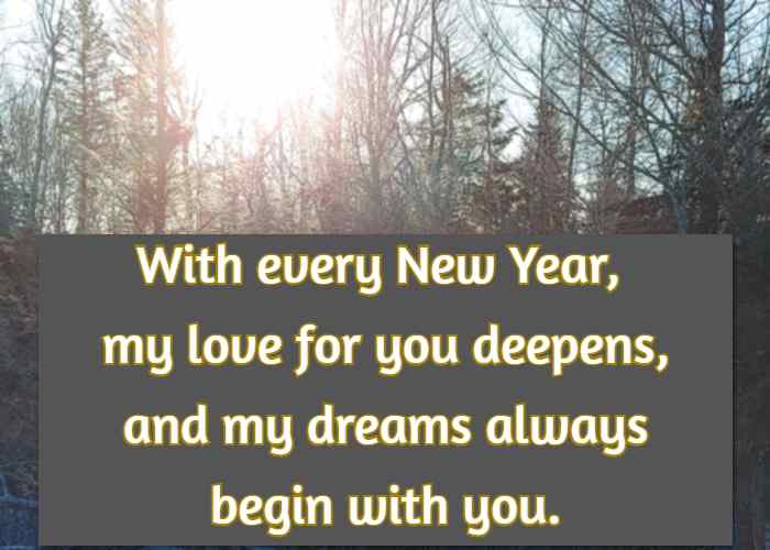 With every New Year, my love for you deepens, and my dreams always begin with you.