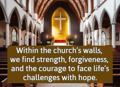 Within the church’s walls, we find strength, forgiveness, and the courage to face life’s challenges with hope.